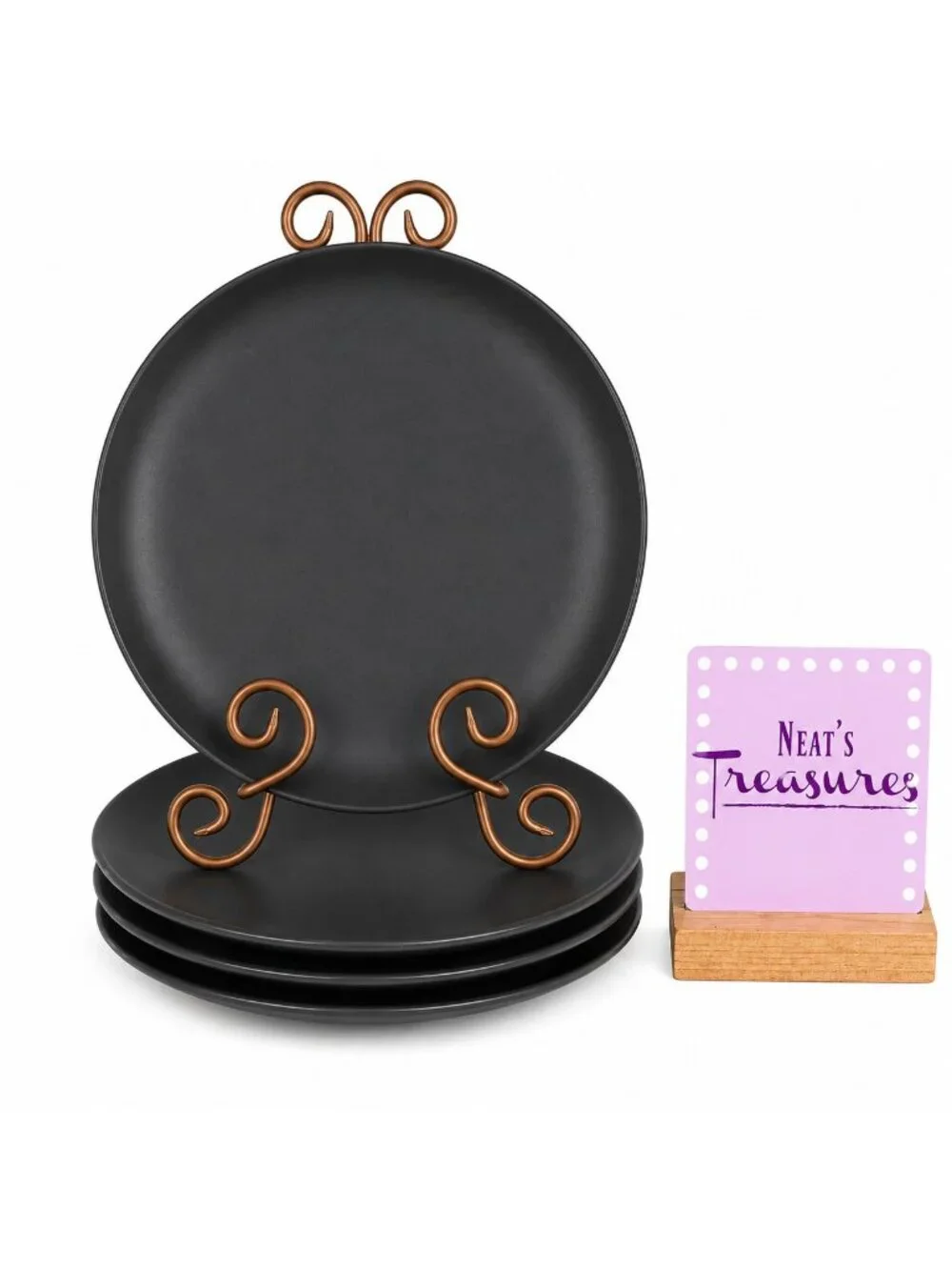 Ikea of Sweden 12011 Solid Black Matte Round Stoneware 10.25